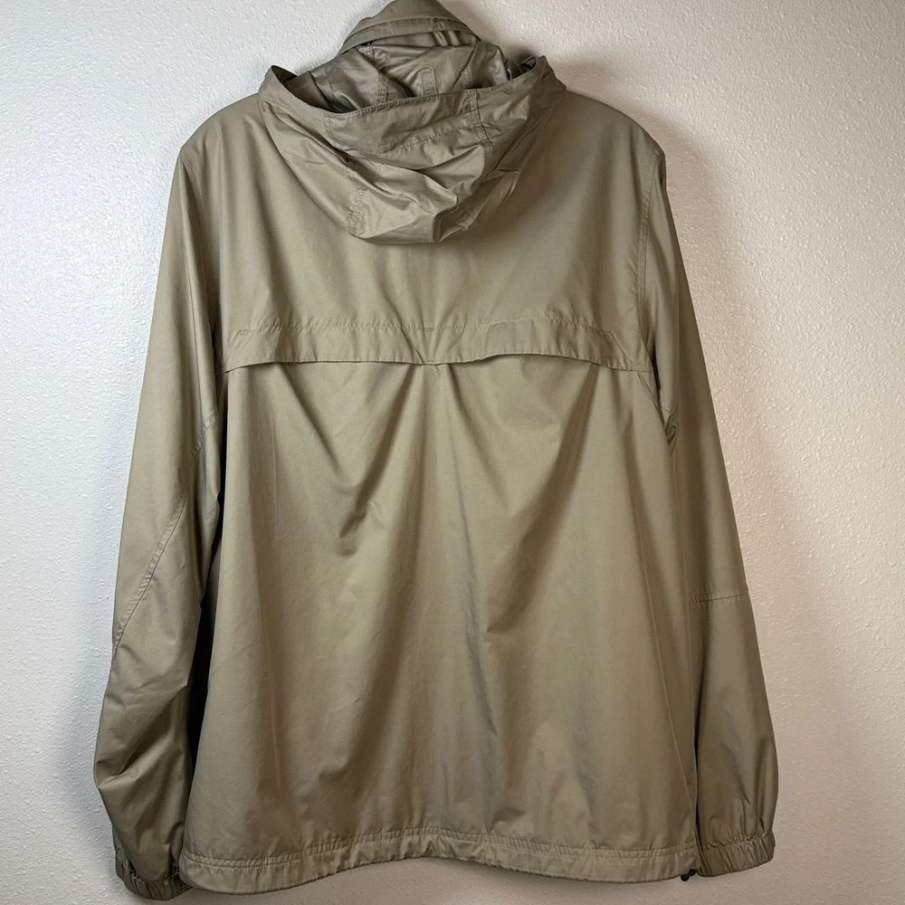 REI Hooded Windbreaker Jacket Men XL Tan  Neutral Outdoor Zip Pockets Mesh Lined
